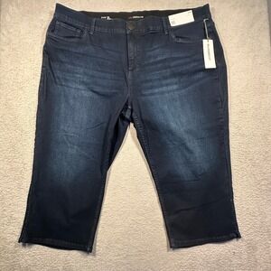 Liz Claiborne Sara Crop Jeans Women 24W Dark Blue Slimming Stretch Denim NWT